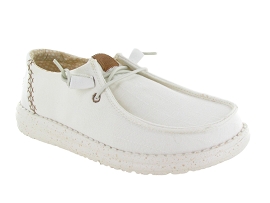 HEY DUDE WENDY CHAMBRAY GRID<br>Blanc