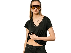 FREEMAN T.PORTER TSHIRT TAILS STUDS<br>Noir