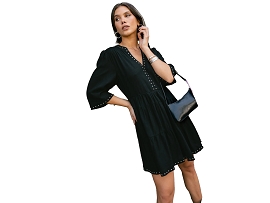 FREEMAN T.PORTER ROBE REYELINE<br>Noir