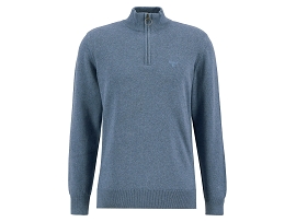 BARBOUR COTTON HALF ZIP KNITTED JUMPER<br>Bleu