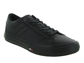 TOMMY HILFIGER TH HI VULC STREET RWB LTH LOW<br>Cuir Noir Noir