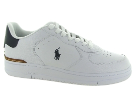 RALPH LAUREN MASTERS COURT WHITE NAVY<br>Cuir Blanc 