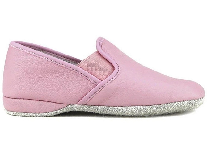 chaussons et pantoufles -  - junior fille - Cuir - Rose - Erel chaussures de france