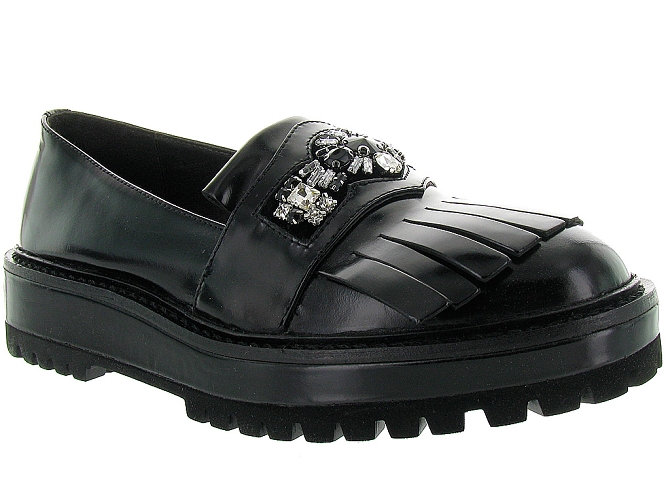 mocassins - Elégant - femme - Cuir - Noir - Elvio zanon