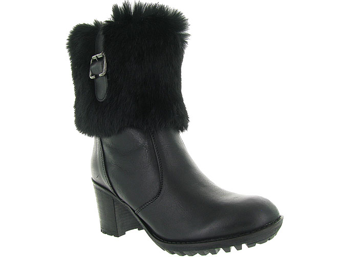 apres ski bottes fourrees - Botte de neige - femme - Cuir - Noir - La thuile