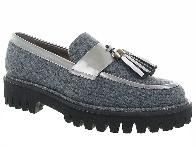 mocassins - Elégant - femme - Feutrine - Gris - Pertini