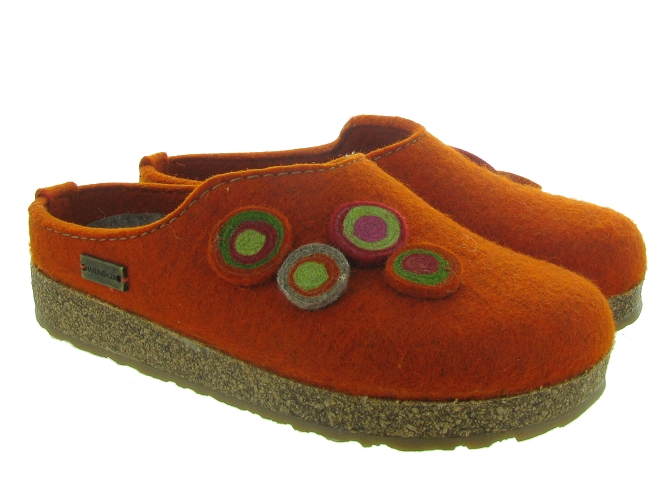 chaussons et pantoufles - Mules Sabots - femme - Feutrine - Orange - Haflinger