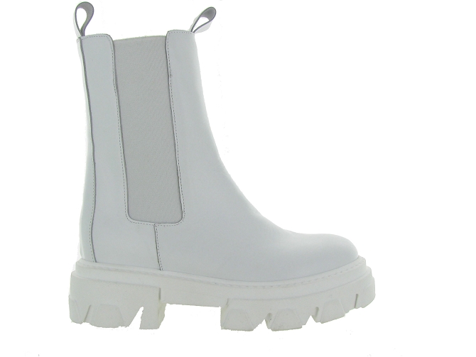 bottines et boots - Motardes - femme - Cuir - Blanc - Impicci4759503_2