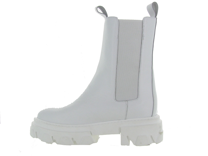 bottines et boots - Motardes - femme - Cuir - Blanc - Impicci4759503_4