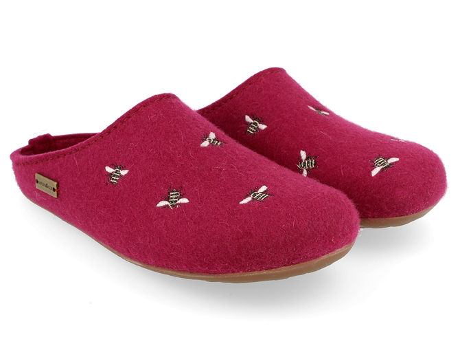 chaussons et pantoufles - Mules Sabots - femme - Feutrine - Rouge - Haflinger