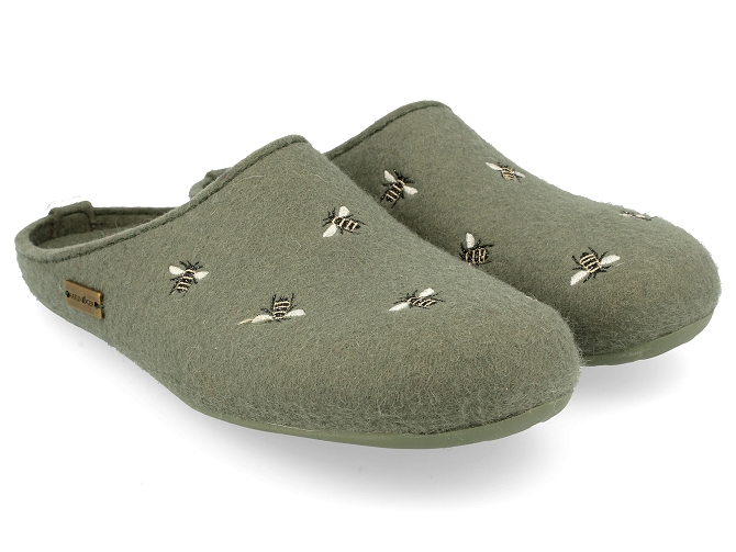 chaussons et pantoufles - Mules Sabots - femme - Feutrine - Vert - Haflinger