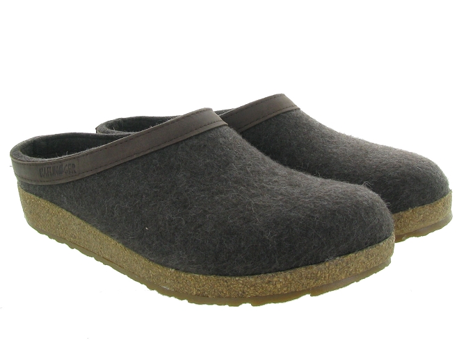 chaussons et pantoufles - Mules Sabots - homme - Feutrine - Marron - Haflinger