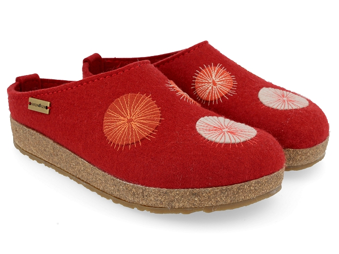 chaussons et pantoufles - Mules Sabots - femme - Feutrine - Rouge - Haflinger