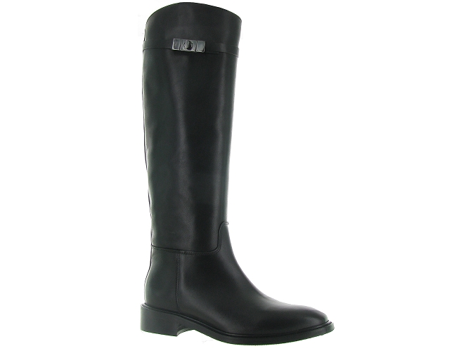 bottes - Cavalières - femme - Cuir - Noir - Julie dee