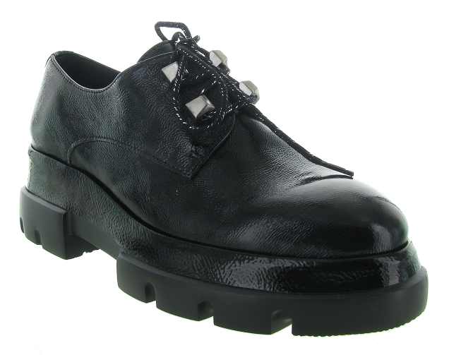 chaussures a lacets - Derby chic - femme - Cuir - Noir - Qootum