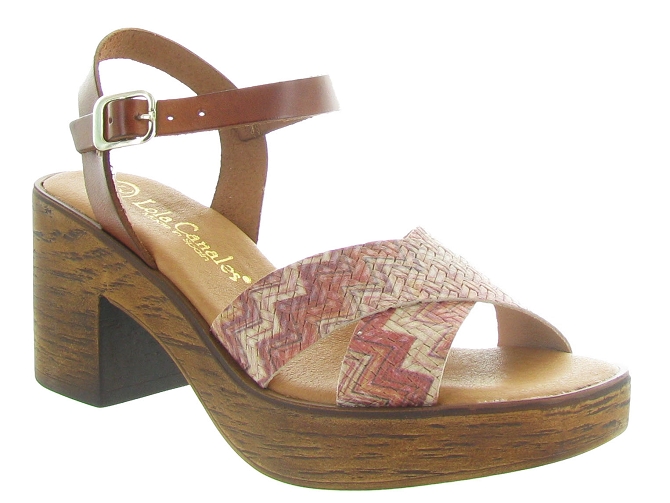 sandales et nu pieds - Confort - femme - Cuir - Orange - Lola canales