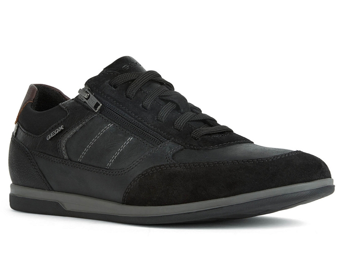 chaussures a lacets - Confort et décontracté - homme - Cuir - Noir - Geox