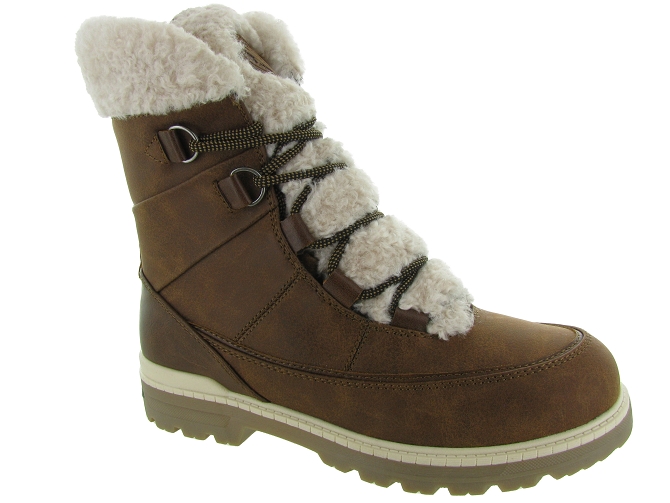 apres ski bottes fourrees - Chaussure neige - femme - Synthétique - Marron - Kimberfeel