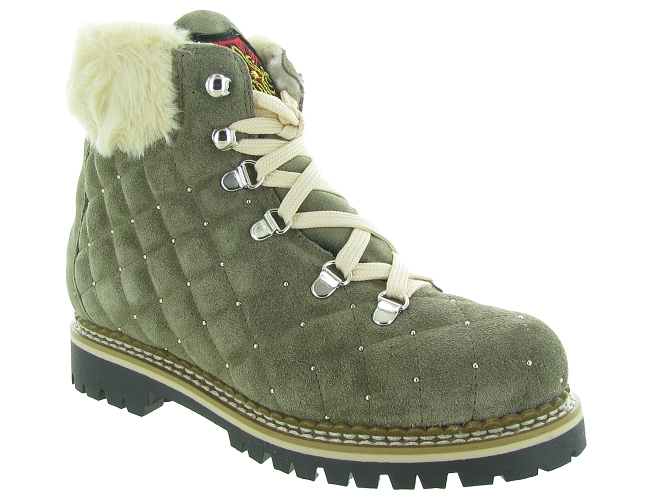 apres ski bottes fourrees - Botte de neige - femme - Cuir - Kaki - La thuile