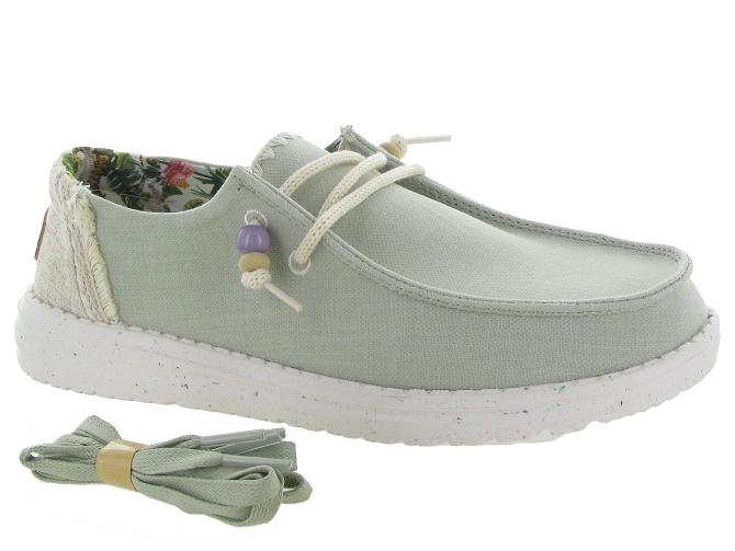 baskets et sneakers - Confort - femme - Toile Jean - Vert - Hey dude