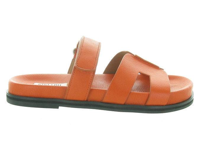 sandales et nu pieds - Mule Sabot - femme - Cuir - Orange - Bibi lou4961104_2