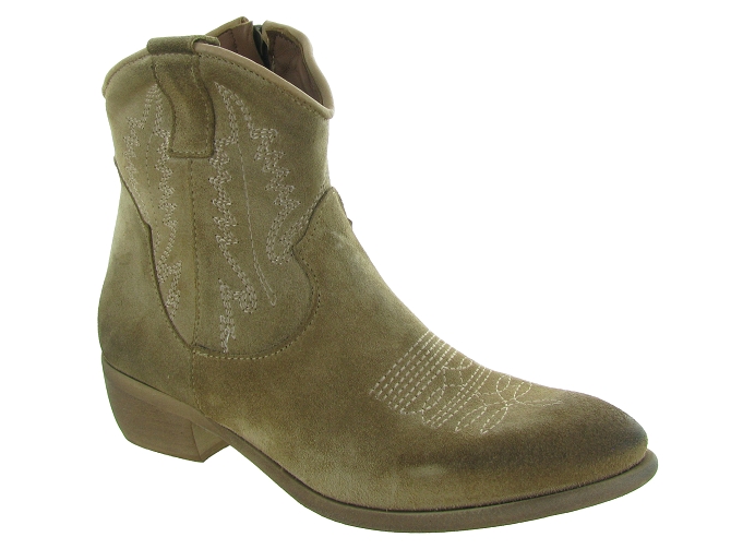 bottines et boots - Santiag - femme - Nubuck - Gris - Zoe