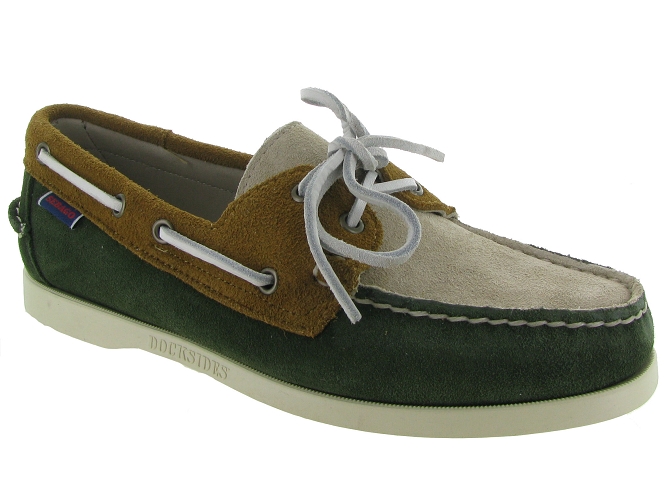 mocassins - Bateau - homme - Cuir - Vert - Sebago