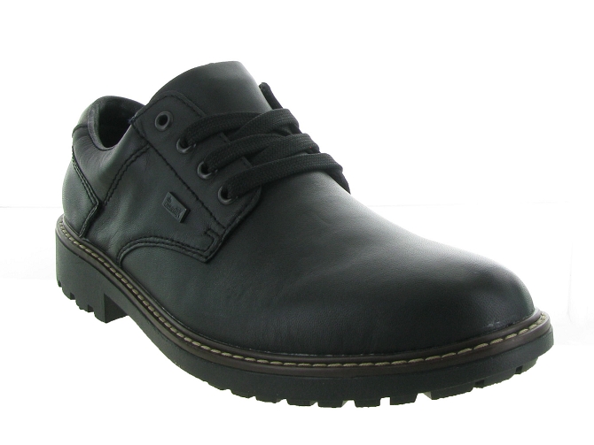 chaussures a lacets - Confort et décontracté - homme - Cuir - Noir - Rieker