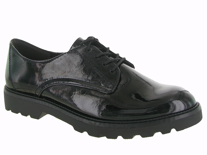 chaussures a lacets - Derby & Richelieu chic - femme - Cuir - Noir - Tamaris