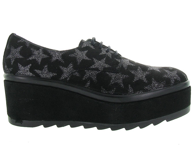 chaussures a lacets - Derby chic - femme - Nubuck - Noir - Jhay5042001_2