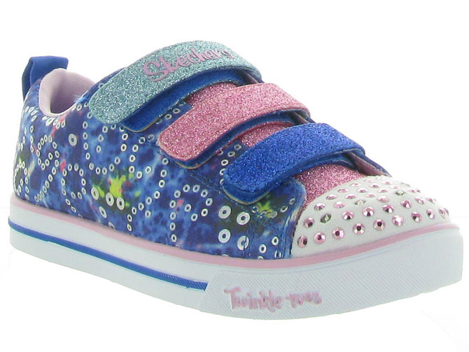 chaussures a scratch -  - junior fille - Toile Jean - Bleu - Skechers footwear