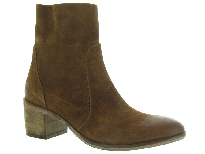 bottines et boots - Santiag - femme - Nubuck - Marron - Julie dee