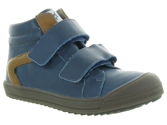 chaussures a scratch -  - junior garcon - Cuir - Bleu - Gbb