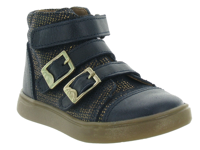 chaussures a scratch -  - junior fille - Cuir - Bleu Marine - Bellamy