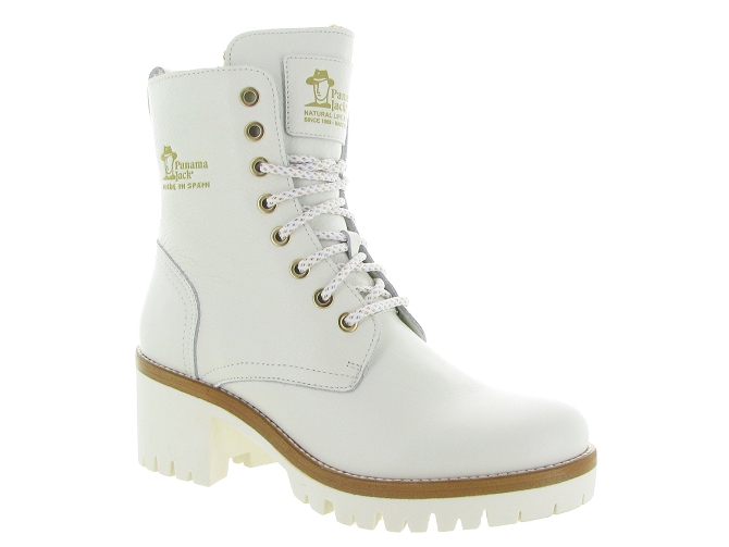 apres ski bottes fourrees - Chaussure neige - femme - Cuir - Blanc - Panama jack