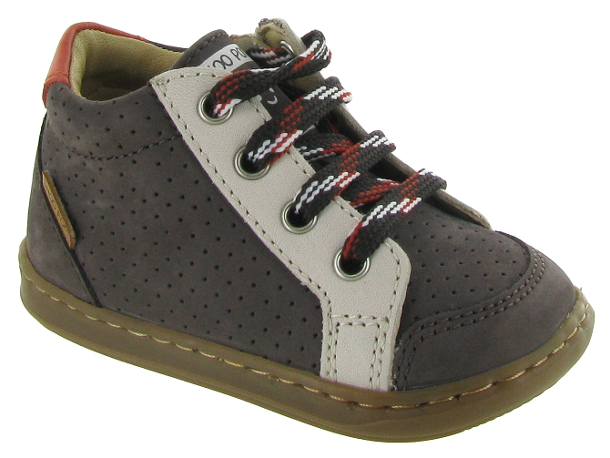 chaussures bebe du 18 au 27 - Semelle souple - bebe garcon - Cuir - Gris - Shoo pom