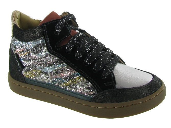 chaussures a lacets - Semelle souple - junior fille - Cuir - Glitter - Paillettes - Shoo pom