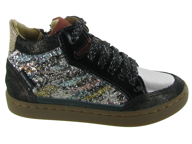 chaussures a lacets - Semelle souple - junior fille - Cuir - Glitter - Paillettes - Shoo pom5528101_2