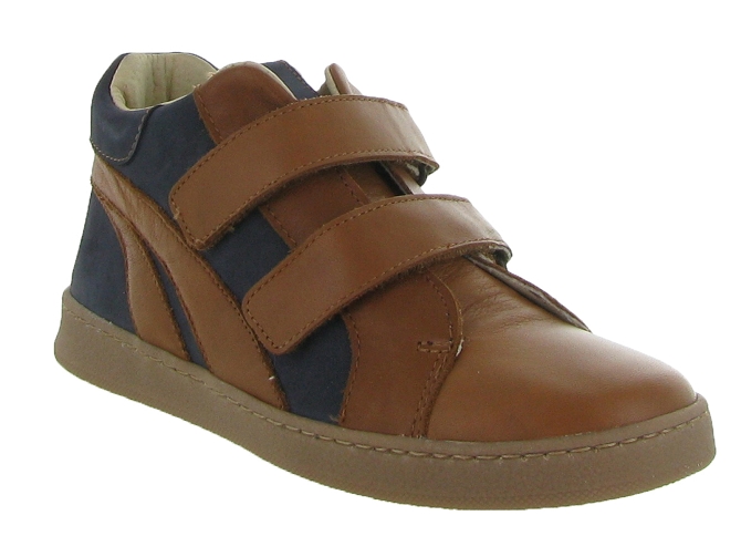 chaussures a scratch -  - junior garcon - Cuir - Marron - Golosinas