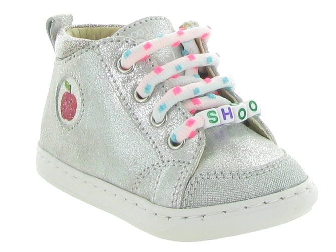 chaussures bebe du 18 au 27 -  - bebe fille - Cuir laminé - Argent - Shoo pom