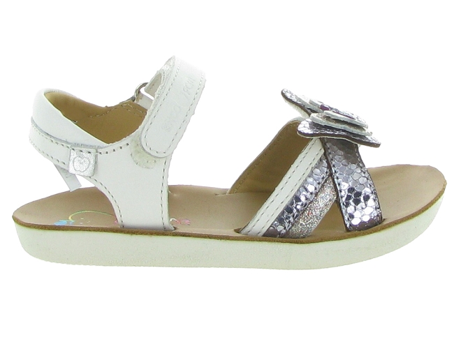 sandales et nu pieds - Semelle souple - junior fille - Cuir - Blanc - Shoo pom5638201_2