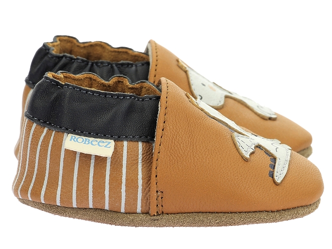 chaussons et pantoufles - Semelle souple - bebe garcon - Cuir - Camel - Robeez5674701_2