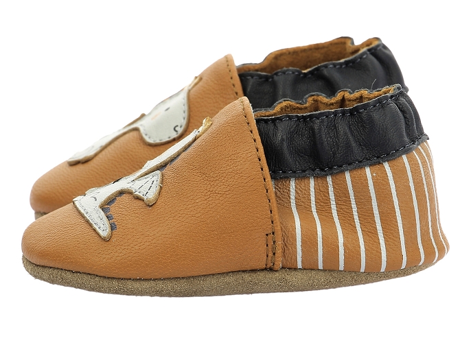 chaussons et pantoufles - Semelle souple - bebe garcon - Cuir - Camel - Robeez5674701_4