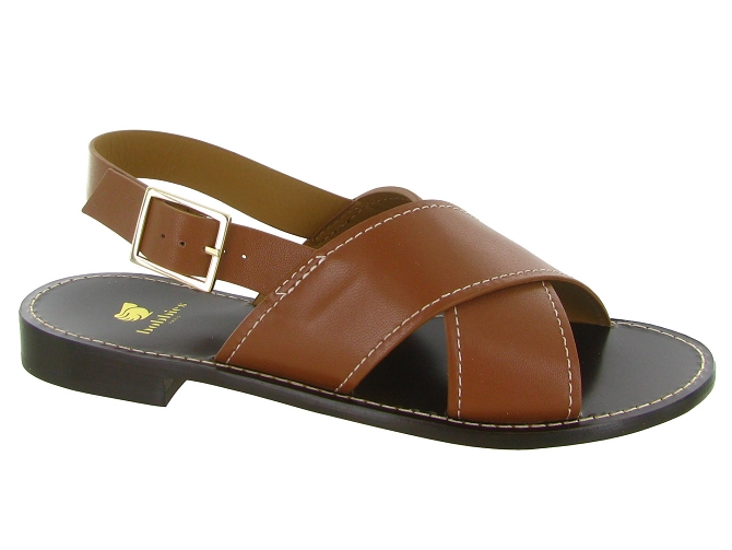 sandales et nu pieds - Confort - femme - Cuir - Camel - Bobbies