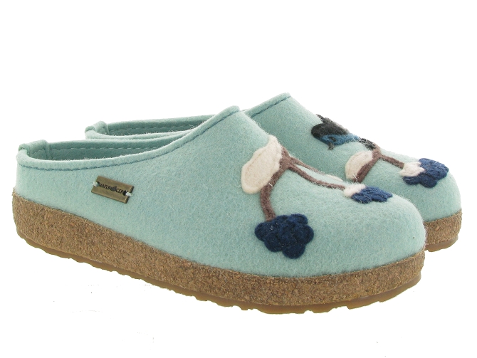 chaussons et pantoufles - Mules Sabots - femme - Feutrine - Bleu - Haflinger6307601_2