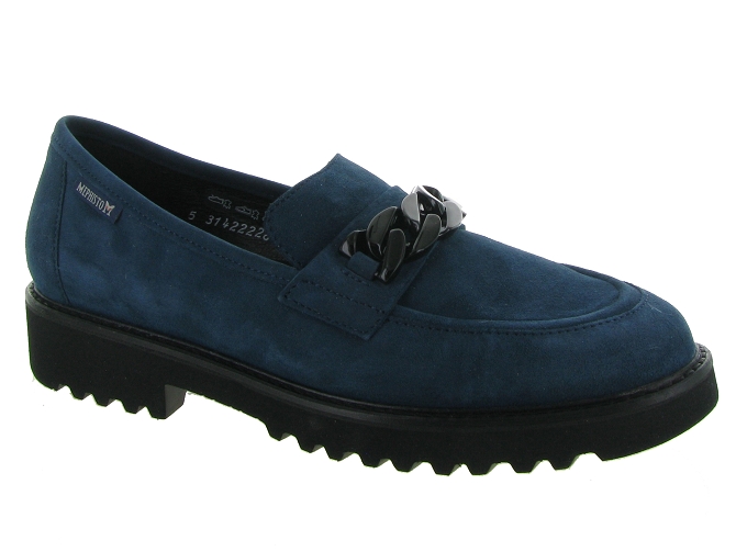 mocassins - Compensé - femme - Cuir - Bleu - Mephisto