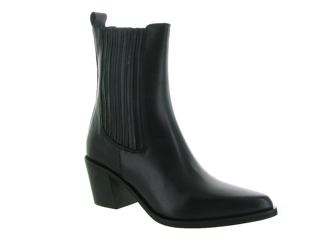 bottines et boots - Santiag - femme - Cuir - Noir - Julie dee