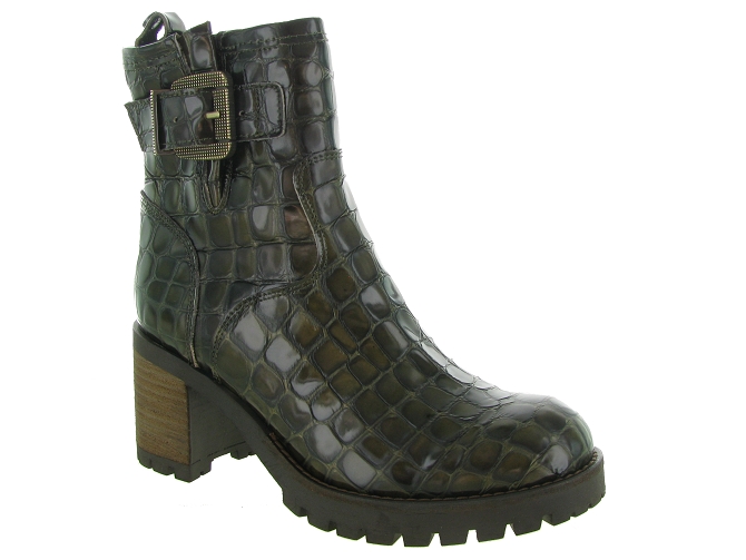 bottines et boots - Motardes & Rock and roll - femme - Cuir - Vert - Minka design