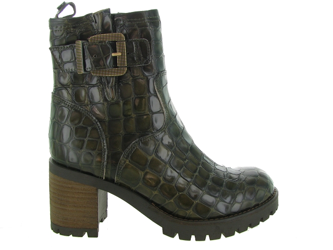 bottines et boots - Motardes & Rock and roll - femme - Cuir - Vert - Minka design6327501_2