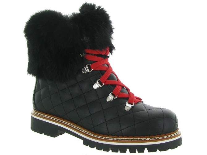 apres ski bottes fourrees - Chaussure neige - femme - Cuir - Noir - La thuile